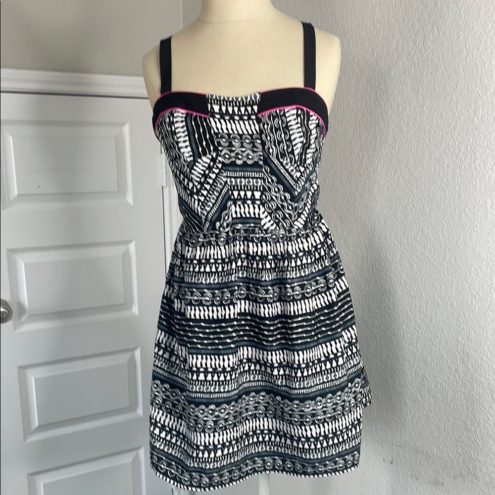 Band of Gypsies Black and White Geometric Mini Dress